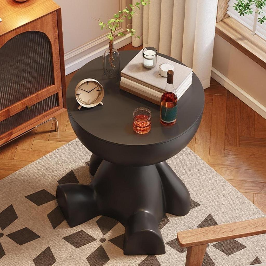 Modern Plastic Sculpture Geometric Standing Statue Cute Small Side Table Tray End Table for Living Room