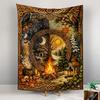 Tapestry Celtic Pagan Wheel Of The Year Seasons Campfire Raven Owl Folklore Wall Hanging for Wicca Witchy Living Room Decor