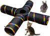 COLZEA Cat Tunnel. Easy To Store, Black. 4-way Tunnel To Pique Your Cat's Curiosity. Bonus Mouse Toy Included.