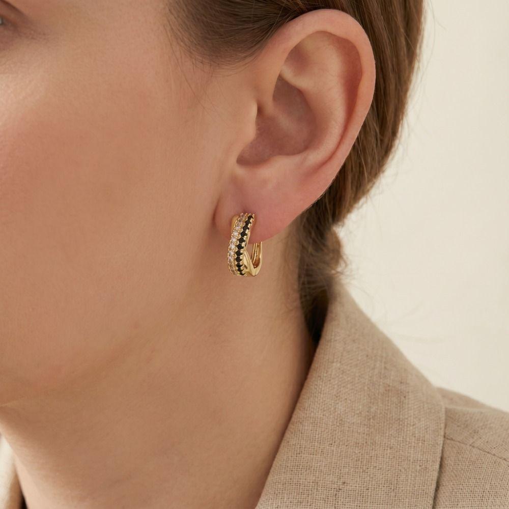 Delicate Zircon Hoop Earrings Light Luxury Women Earrings Temperament Clip Earrings Women