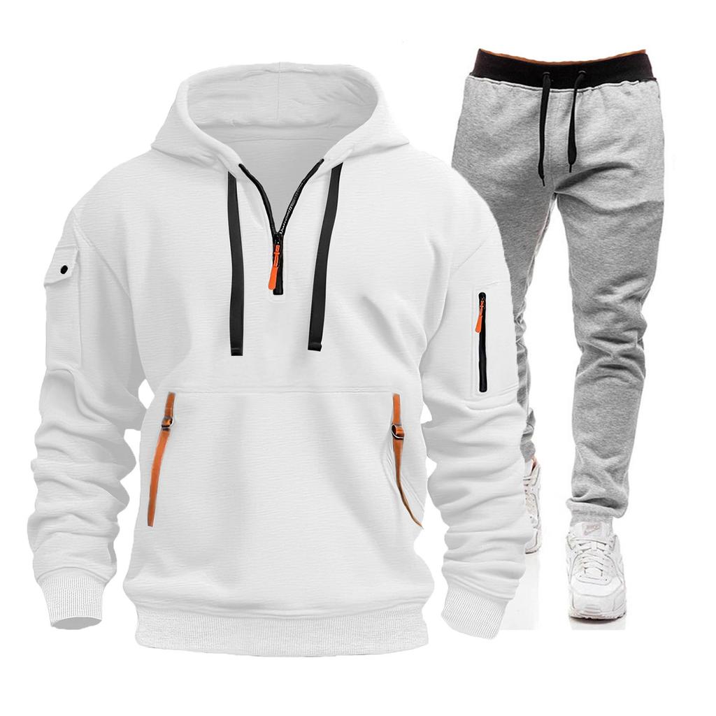 Men's 2024 Spring & Autumn Sports Zip Hoodie Sweatshirt & Sweatpants Set