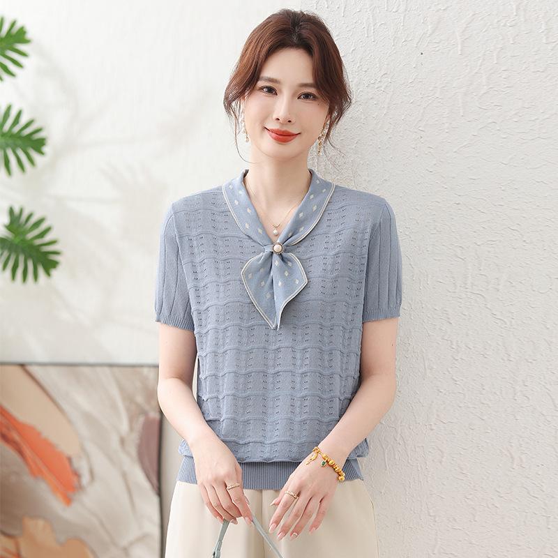 Mom's Summer 2026 Ice Silk Knit Sweater: Stylish Base Layer for Middle-Aged Women