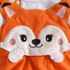 2025 Autumn/Winter Baby & Toddler Fox Heart Print Long Sleeve Footed Romper with Faux Straps & Headband
