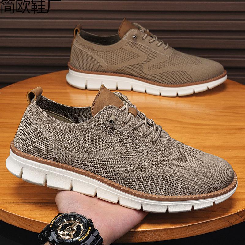 Size Men's Shoes Fly-woven Mesh Shoes Casual Sports Shoes Men's Travel Year New Running Shoes Trendy Shoes Soft Sole