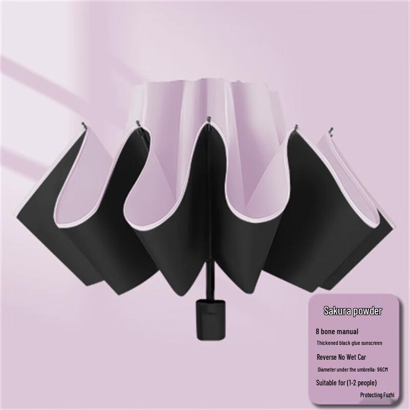 Xi Meng Yuan 8-Rib Manual Tri-Fold Sun & Rain Umbrella (10-Pack)