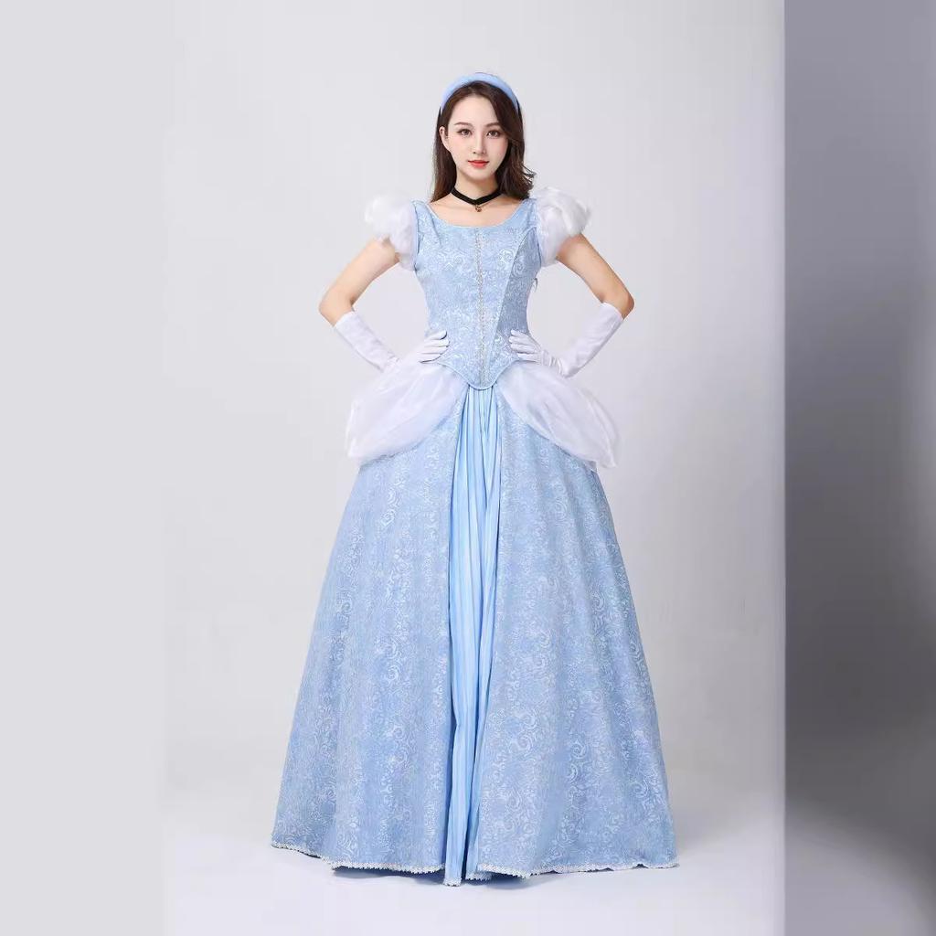 Halloween costume cosplay Cinderella fairy emperor Cinderella on the run princess dress blue annual meeting dress