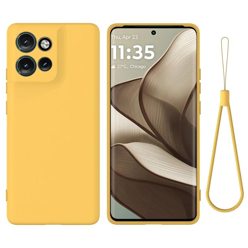 For Motorola MOTO Edge 50 Neo ,S50 Case Soft Premium Liquid Silicone Case with Flocking Inside Cover with Strap for Moto S50