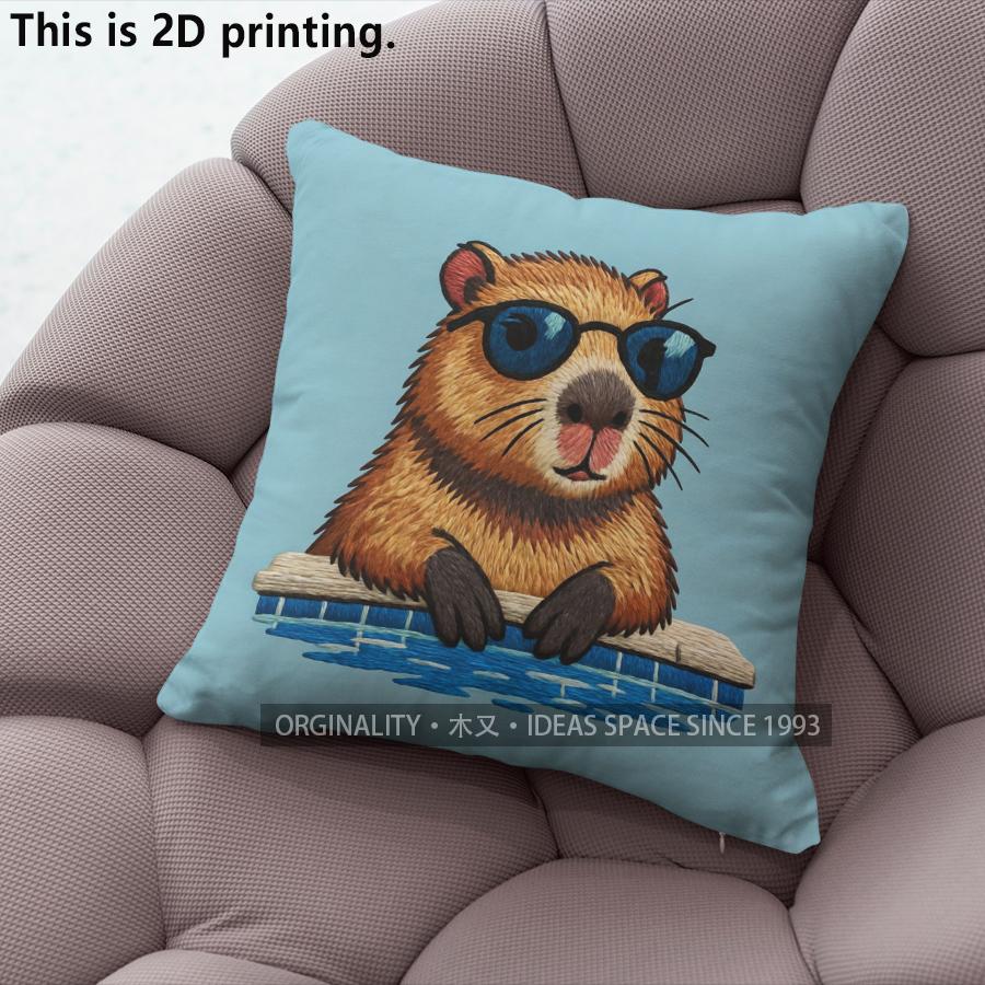 Cool Capybara Pool Party Throw Pillow Covers Pattern Cushion Cover Suitable For Sofa Bedroom Car Pillow Cover
