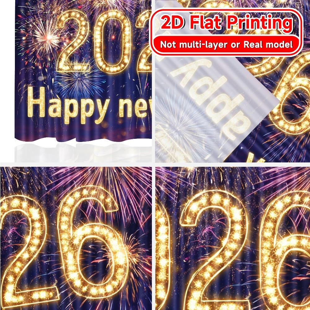 2D Flat Printing  2pcs  Celebration(3) Pattern Chic Curtains Polyester Curtains Holiday Ldeal for Living Room and Bedroom