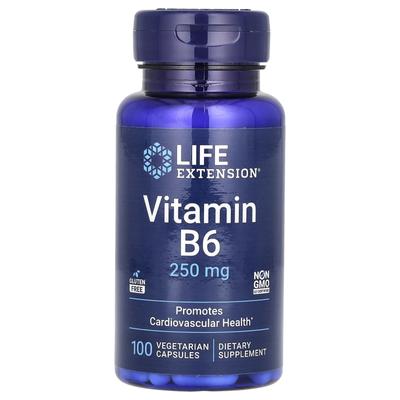 Vitamin B6, 250 mg, 100 Gemüsekapseln