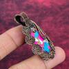 Cotton Candy Turquoise Gemstone Pendant Copper Wire Wrapped Flower Jewelry