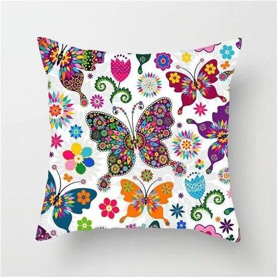 Colored Butterfly Animal Flower Cushion Cover for Home Living Room Sofa Chair Pillow Decoration Throw Pillow Cover