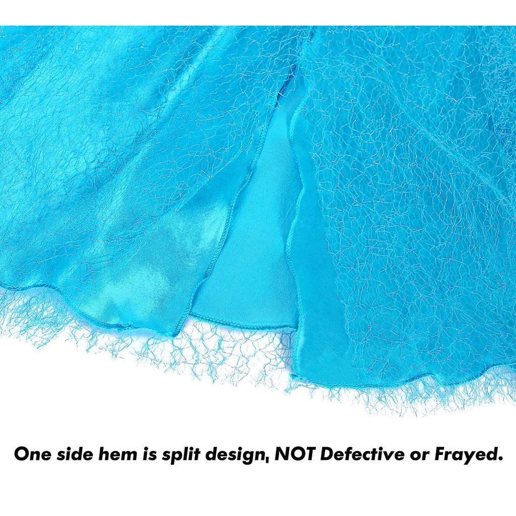 Frozen Elsa Costume Set 7-8 Years 130cm Blue + Party Accessories (Wig/Crown/Scepter/Gloves) Halloween Carnival Christmas Gift