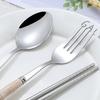 Tableware Set Portable Cutlery Set Dinnerware Set 3Pcs Stainless Steel Knife Fork Spoon Travel Flatware Sets With Box