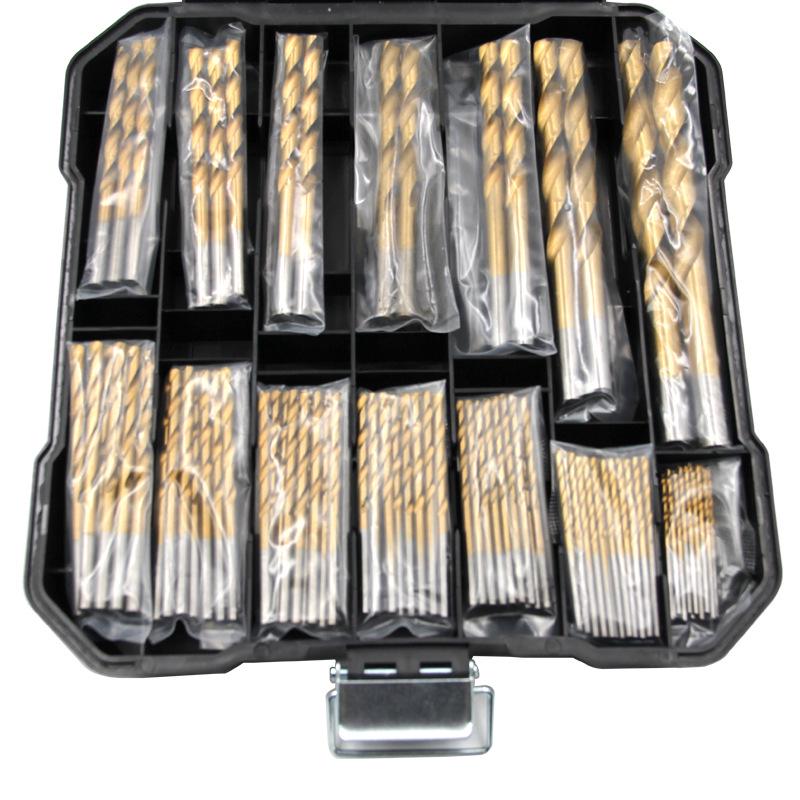 99-Piece Titanium-Plated Twist Drill Bit Set for Woodworking & Steel Drilling