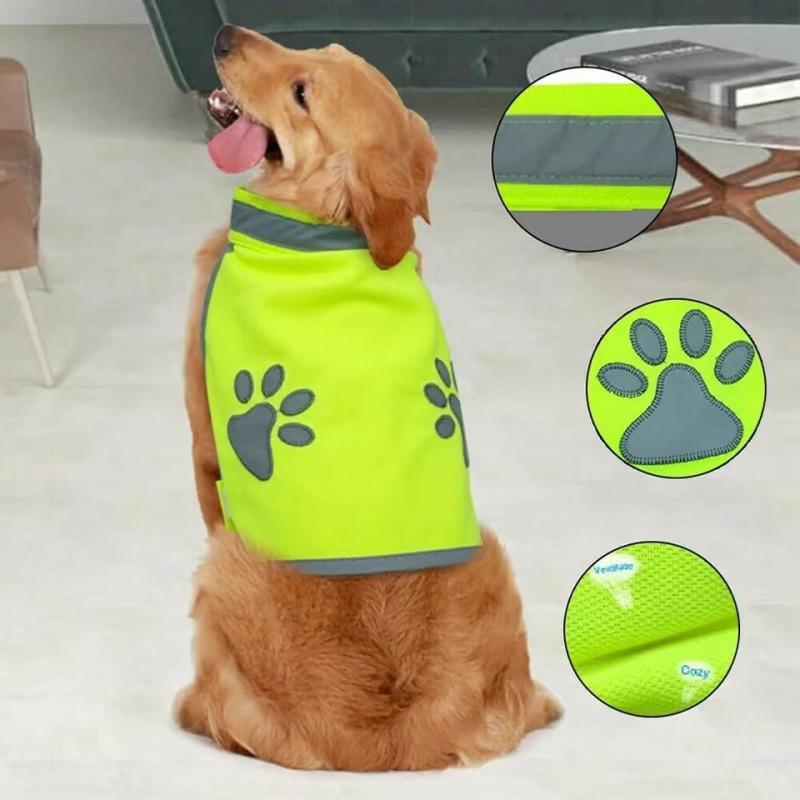 Fluoreszierende grüne reflektierende Hundesicherheitsweste für Golden Retriever, Labrador, Husky - Atmungsaktives T-Shirt-Design.