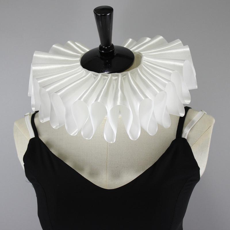 Elizabethan Neck Ruff Tulle Scarf Decorative False Collar Ruffled Removable High Collar Clown Necklace Cosplay Costume Accessory