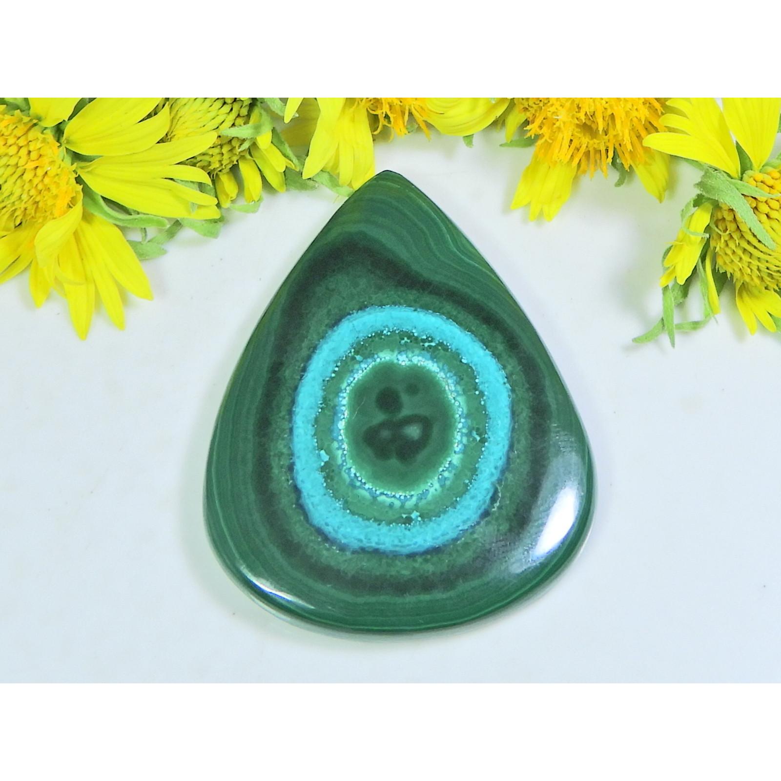 

AA++ Natural Green Malachite Pear Cabochon Loose Gemstone 36X46X04MM 99Cts. D-24
