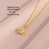 New In Gold Plated Fashion Lucky Rotatable Sakura Pendant Necklaces For Women Female Stainless Steel Clavicle Chain Jewelry