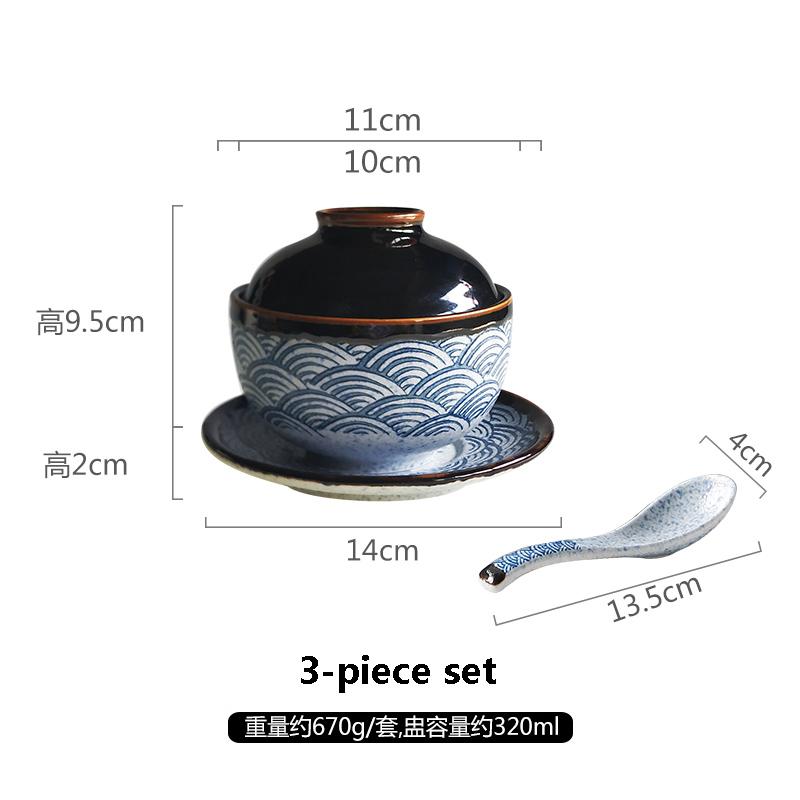 

Японская расписанная вручную керамическая миска с крышкой Миска для десерта Миска для вареных яиц Миска для тушеного супа Миска для йогурта и овсянки Кухонная посуда