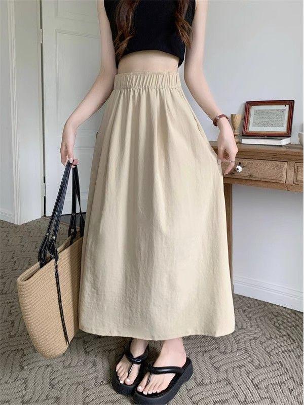 Yamamoto Autumn High-Waist Pleated A-Line Midi Skirt