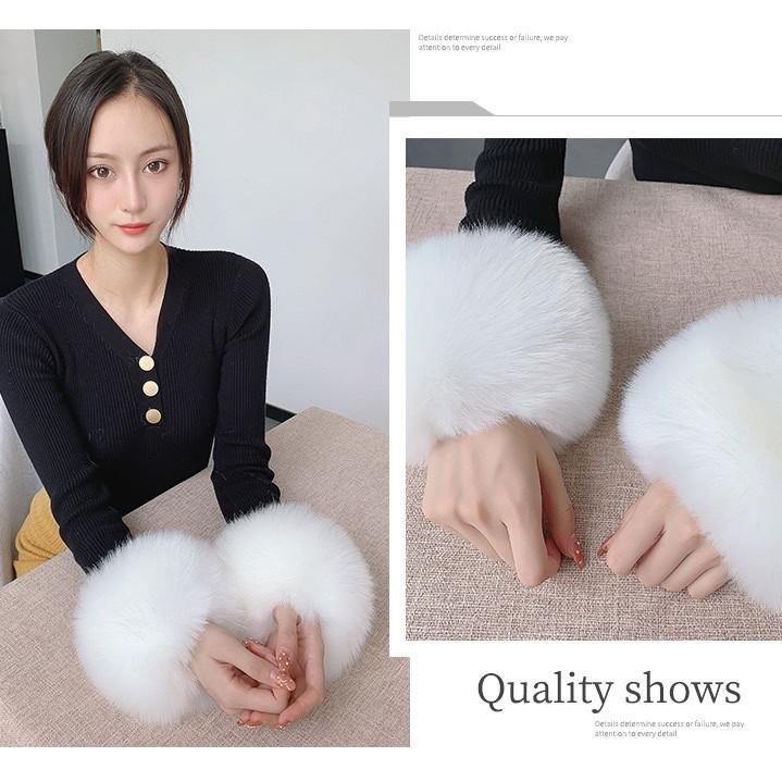 Fluffy Faux Fox Fur Windproof Wrist Warmers