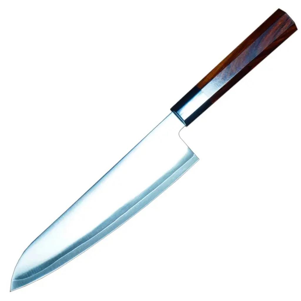 8.3 Inch Chef Knife 3-layers Clad Steel DC53 Blade Wood & Ox Horn Handle Sharp Slicing Cleaver Handmade Forged Kitchen Knives
