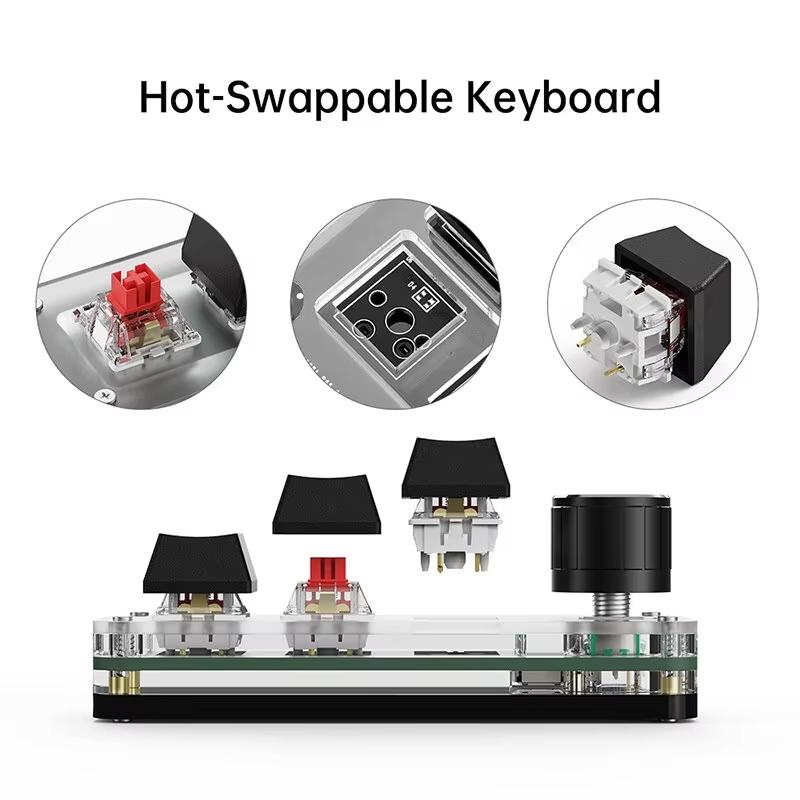 Mini Macro Mechanical Keyboard RGB Gaming Custom Programming Knob USB Keypads Red Switch 3 Keys For Photoshop