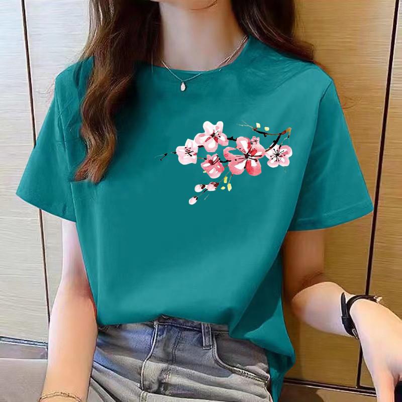 Women's Clothing Short Sleeved Top Women's T-shirt Red Top Women's T-shirt Summer Round Neck Women's Clothing Short Sleeved T-shirt Women's Top