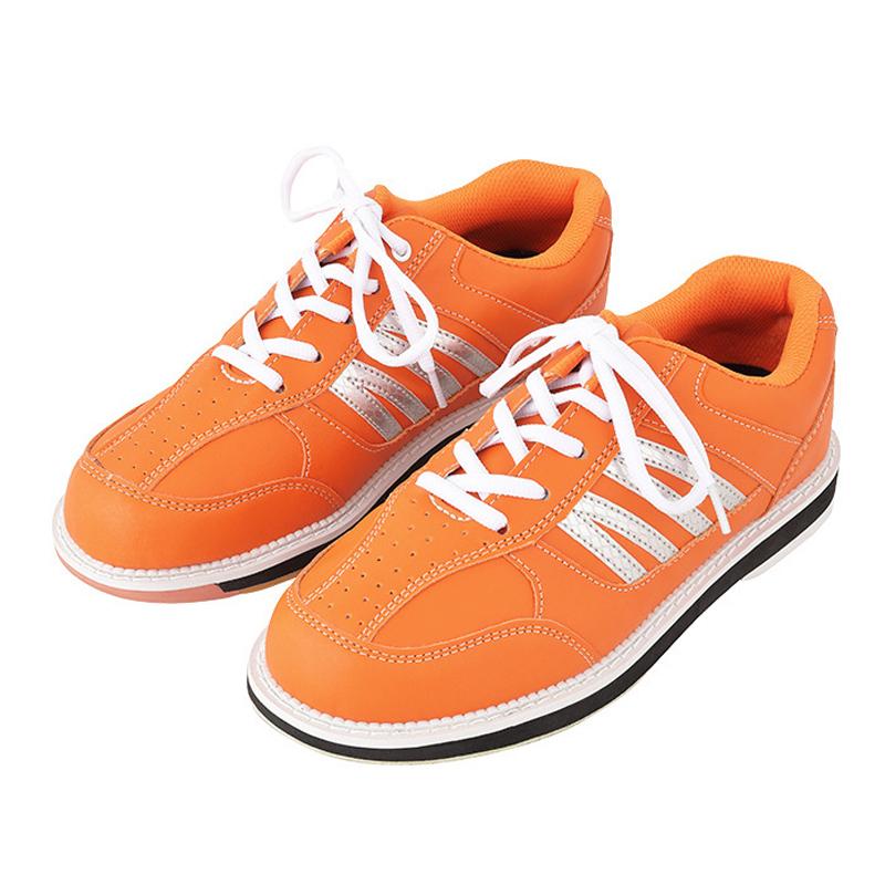 Brand CS Size 38-46 Orange Bowling Shoes for Men Women Non Slip Pro Lace Up Leather Alley Bowling Gym Boots Sport Sneakers