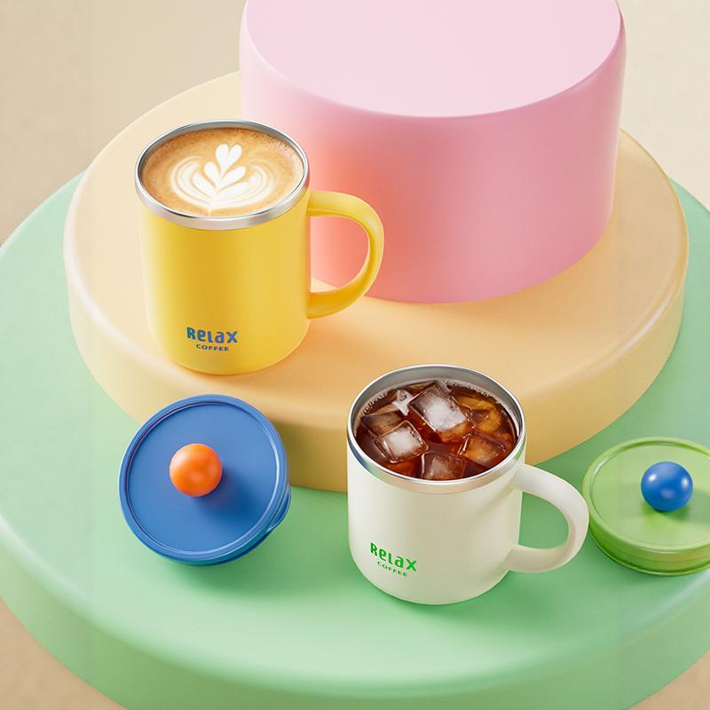 400ML Thermobecher 304 Edelstahl Doppelschichtig Isoliert Wasserbecher Büro Milch Kaffee Becher Student Tragbarer Versiegelter Tumbler