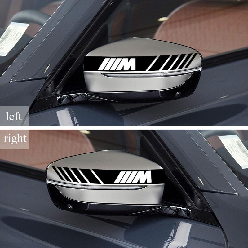2Pcs Car Stripe Stickers Rearview Mirror Reflective Vinyl Decals Decoration For BMW M E34 E36 E60 E90 E46 E39 E70 F10 F20 F30 X5 X6 X1 M3 M5 M6 E71