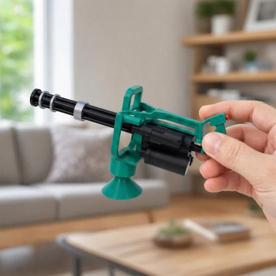3D Printed Gatling Gun-shaped Figurine, Rotating Desktop Toy, Military Style Desk Decor, Funny Stress Relief Fidget Toy for Adults and Kids, Creative