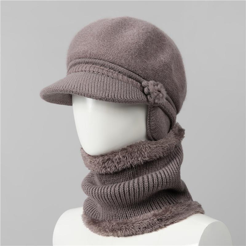 Wool Hat Women's Autumn and Winter Fleece Warm Hat, Ear Protection, Cold Protection, Thickened Knitted Hat