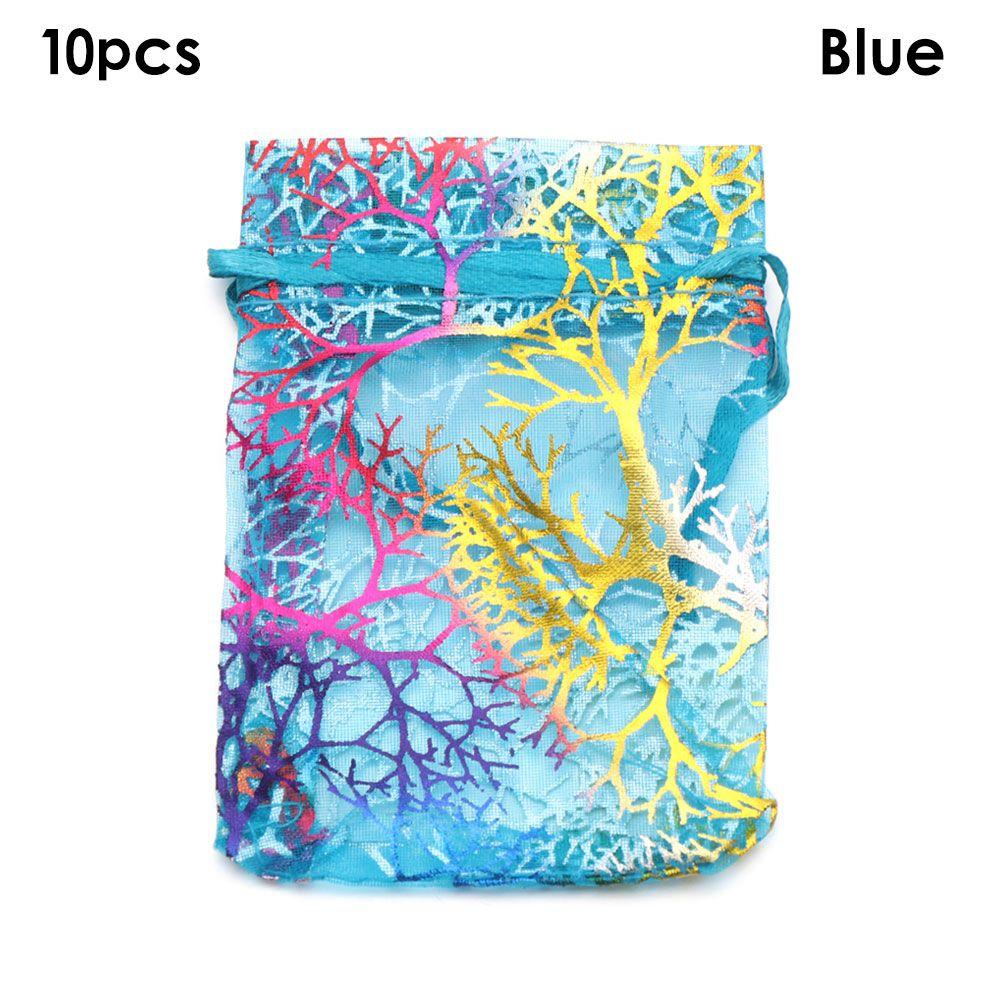 

Тримач 4 кольори Мішечок для пакування ювелірних виробів Весільний подарунковий футляр Зберігання цукерок Мішечки з органзи на шнурку 10pcs синій