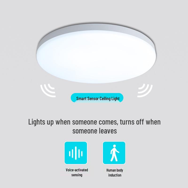LED Tri-Proof Ceiling Light with Sound, Light, and Motion Sensing for Hallways
