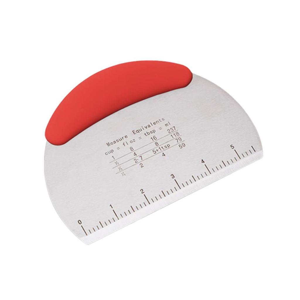 Wood-Handled Dough Scraper Board with Scale - Stainless Steel Flour and Dough Cutter