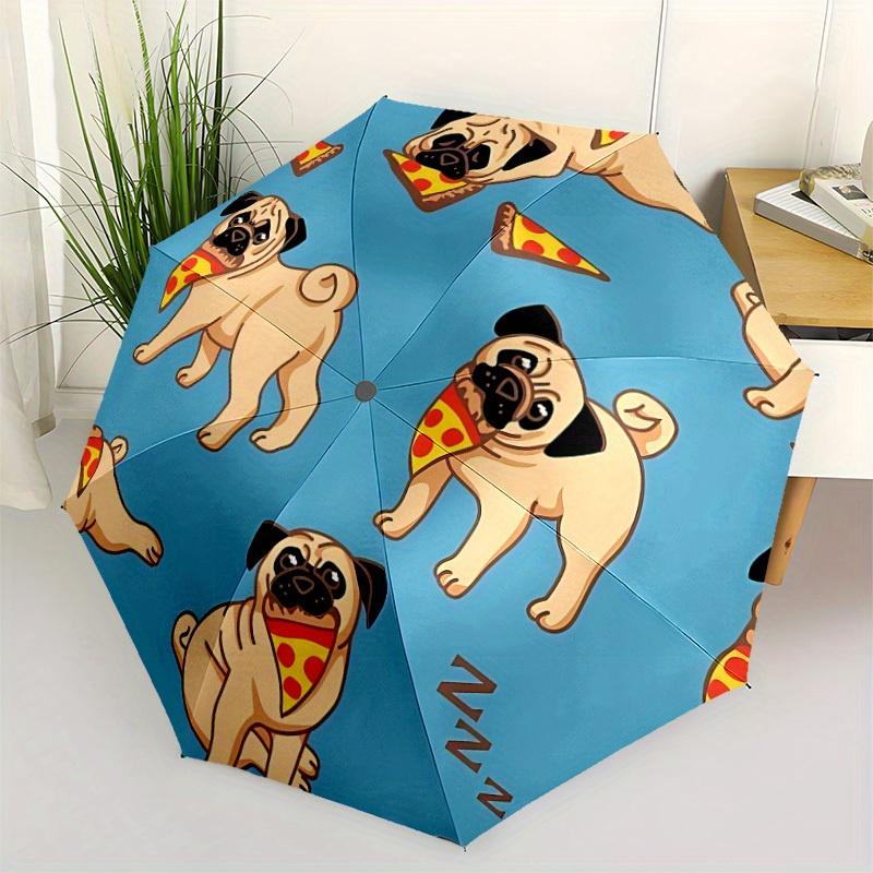 1pc Pug Pizza Automatic Open/close, All-Season Portable Folding Umbrella, Travel, Everyday, Formal Events114