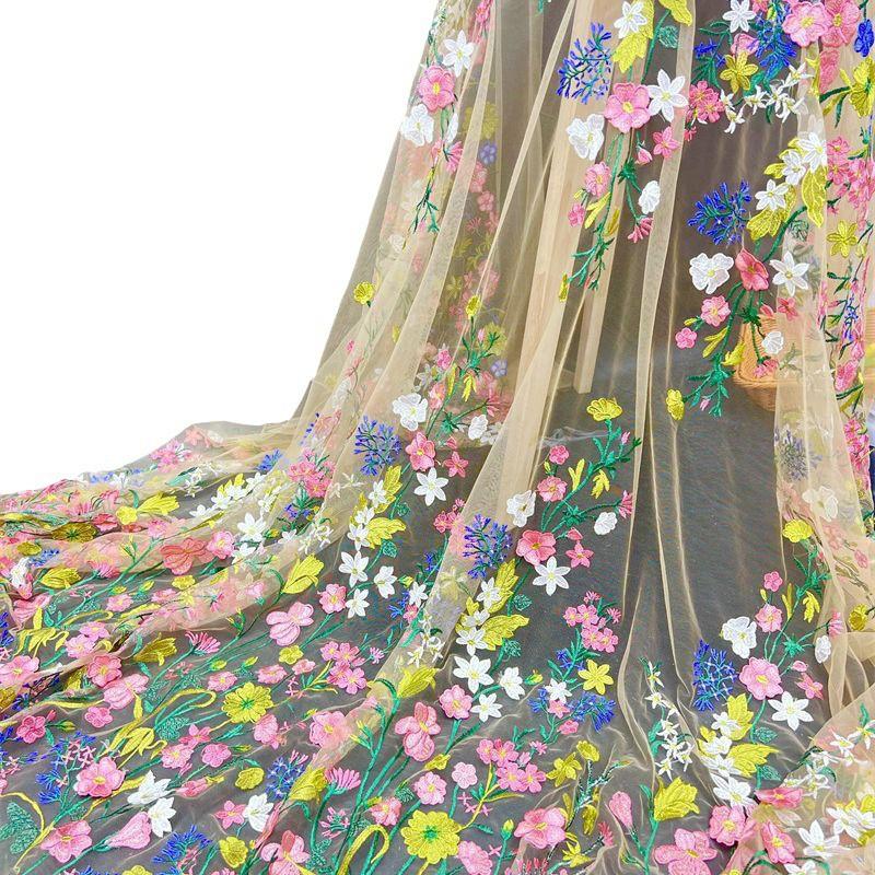 1/3 Yard Floral Mesh Spitze Stickerei Stoff 3D Blume DIY Nähen Kostüm Handwerk Hochzeitskleid DIY Nähmaterial