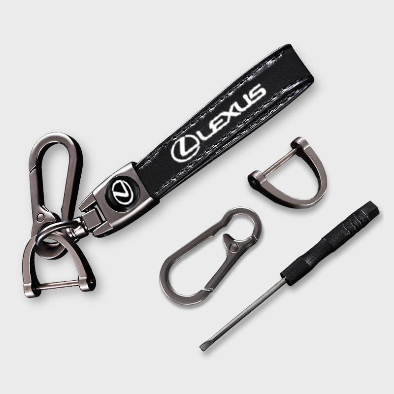 

1Pcs Car Metal Key Chain Auto Fine leather Emblem Key Ring For Lexus F SPORT LBX NX RX 350h 450h ES UX 300e GS GX IS LS LX CT LC