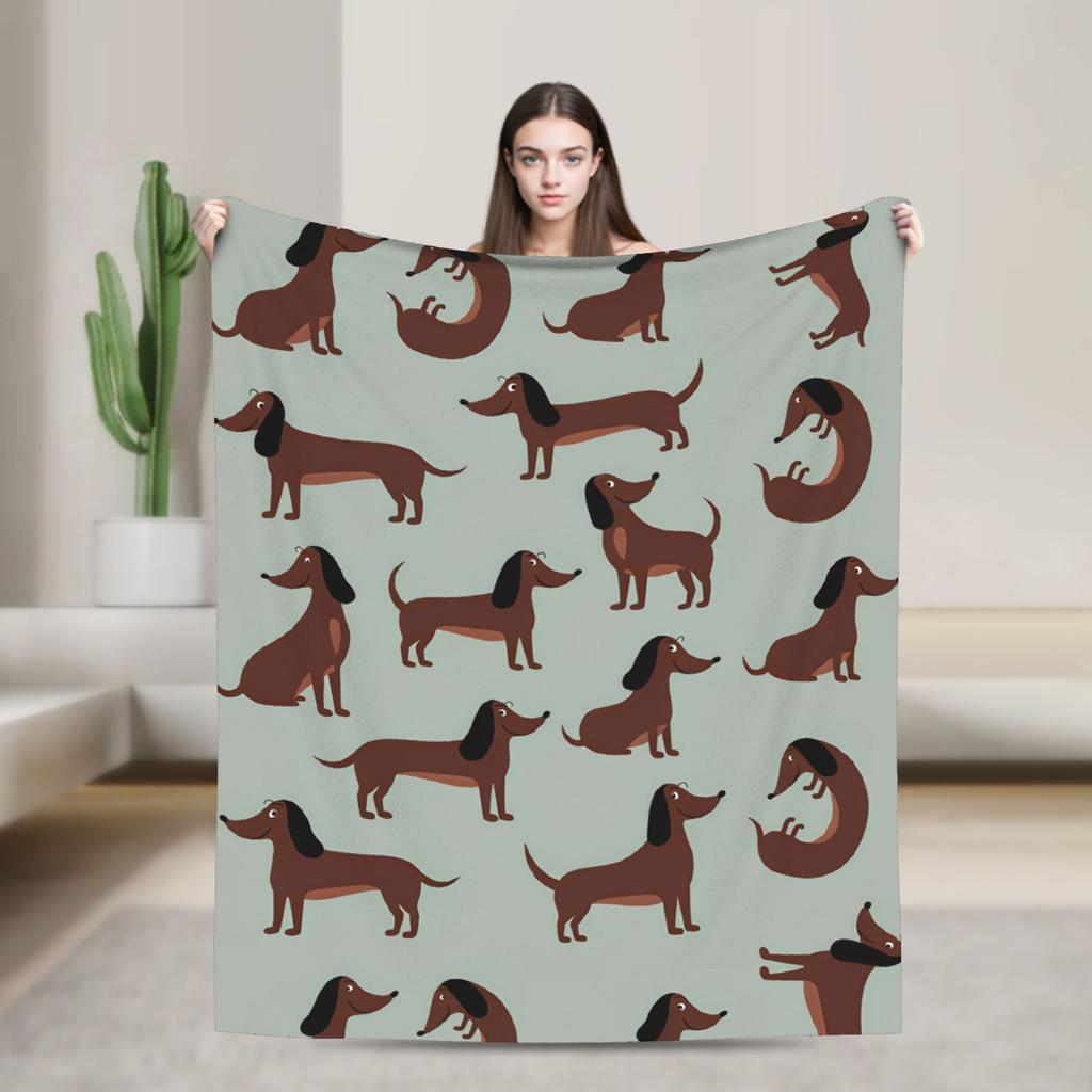 Cartoon Dackel Hund Decke Fleece Herbst/Winter Atmungsaktiv Warm Überwurfdecken für Bettwäsche Outdoor Teppich Stück