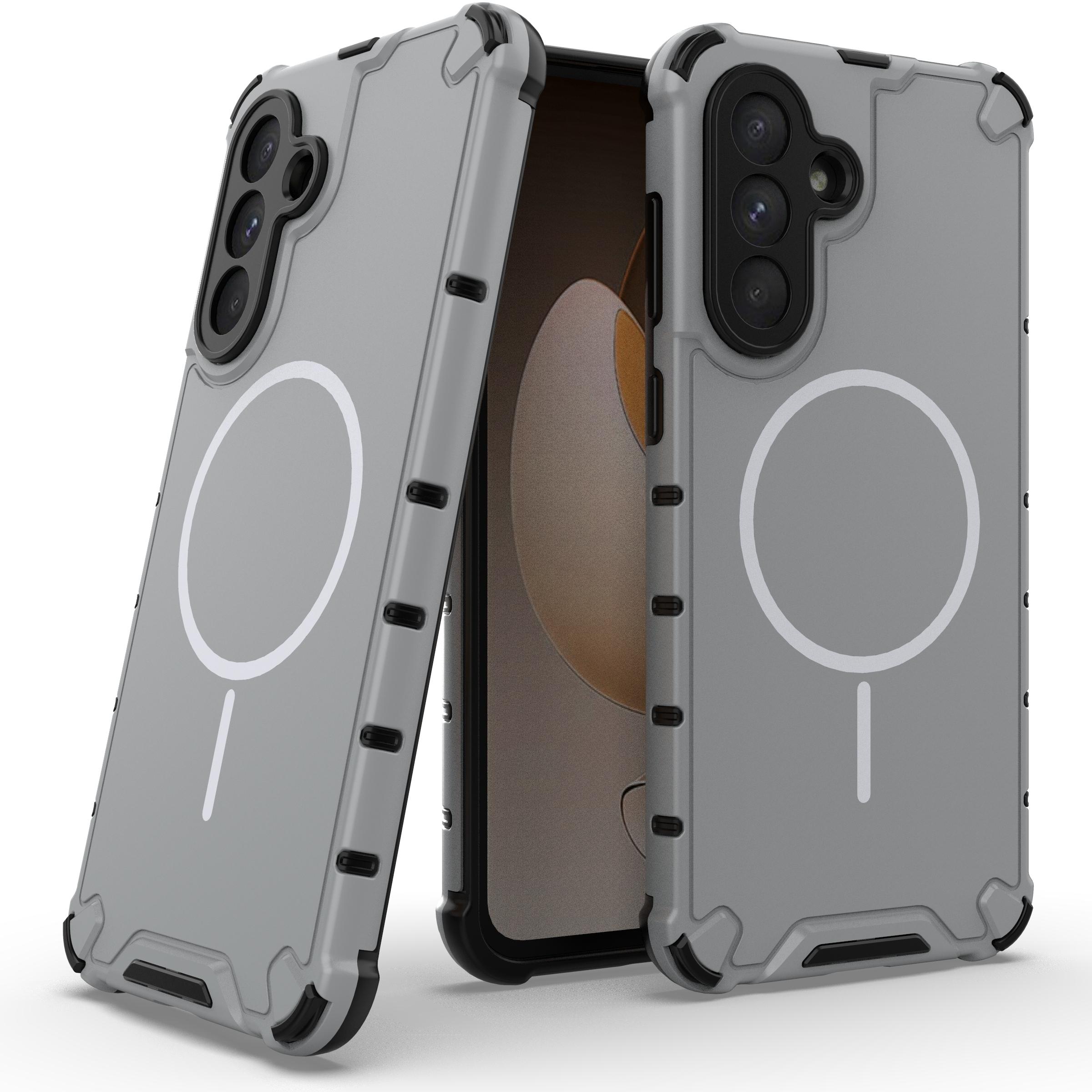 

For Samsung Galaxy A36 5G Magnetic Case Corrugated Texture Heat Dissipation TPU+PC Phone Back Cover Purple