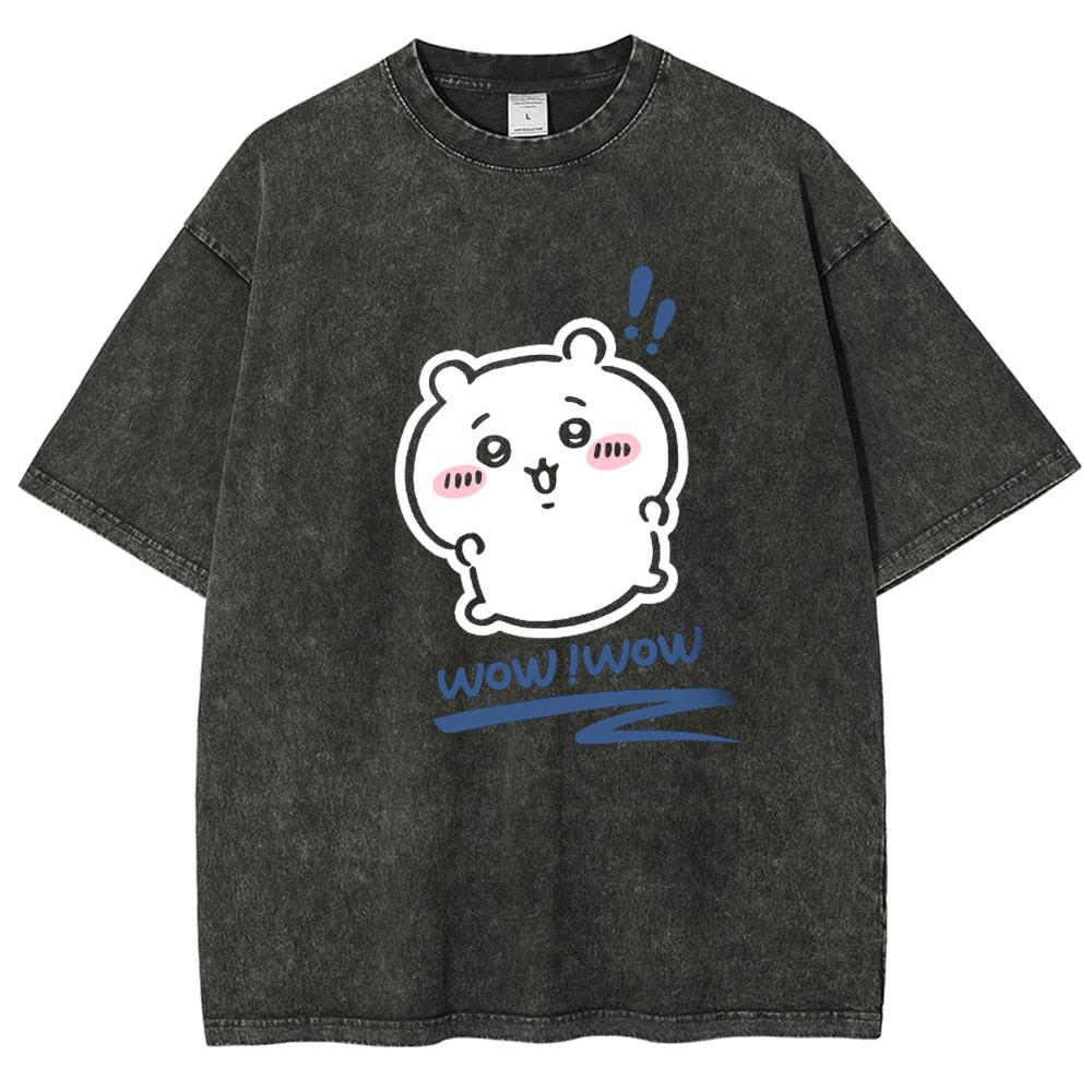 Japanische Cartoon Usachi Grafik T-Shirt Mann Frau Vintage Gewaschen Übergroß Kurzarm T-Shirt Tops Y2k Kleidung Sommer