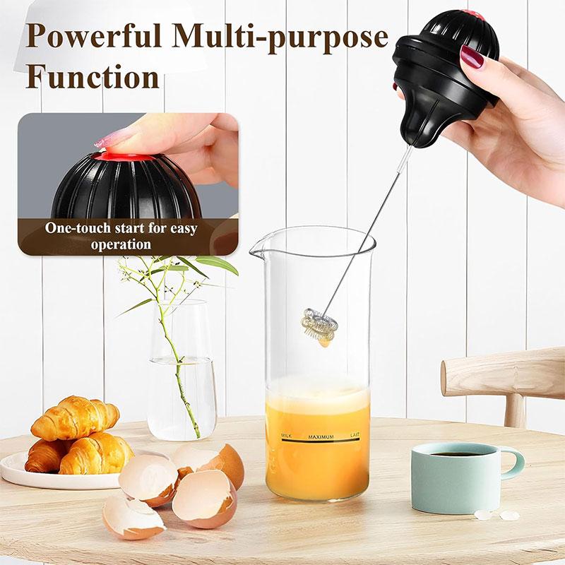 Electric Milk Frother Handheld Battery Operated Coffee Whisk Foam Maker Drink Mixer with 500ML Glass Pitcher Egg Beater Tools