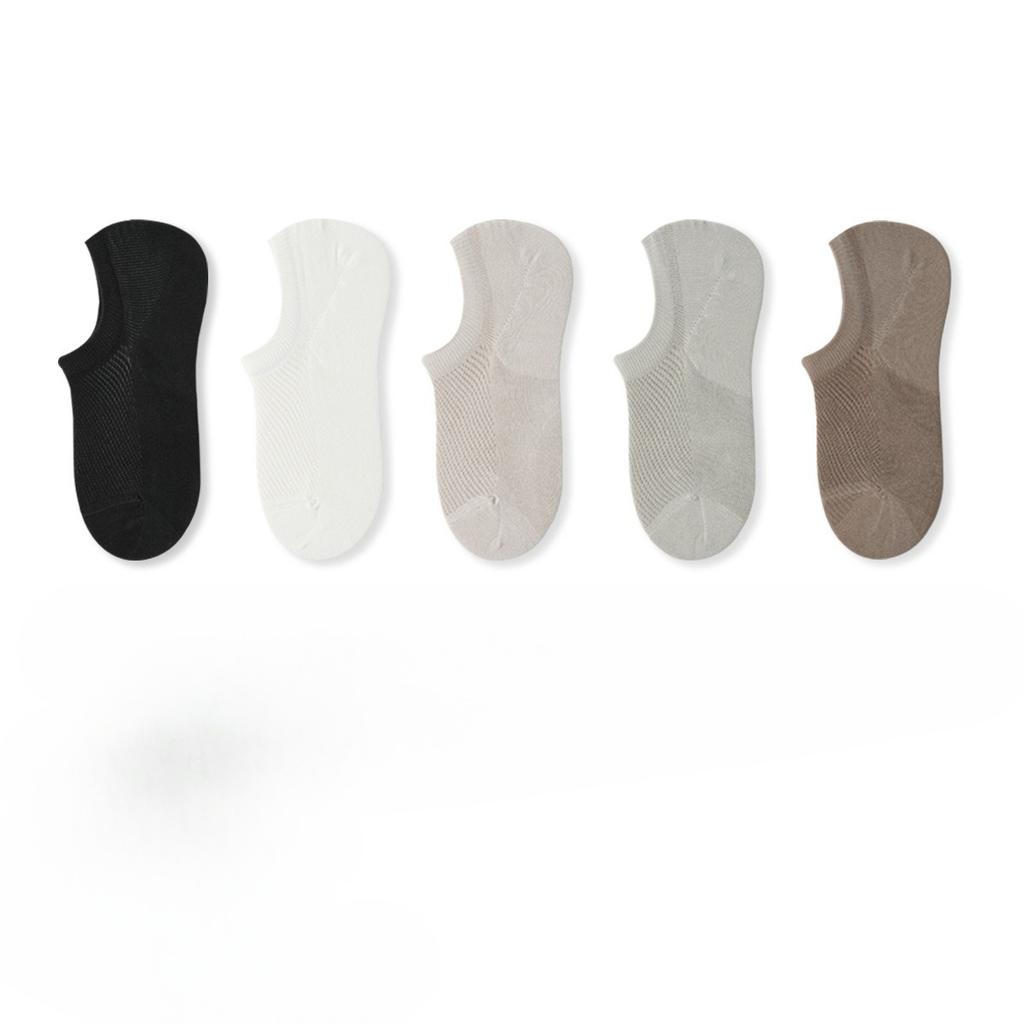 5 Pairs of Men's Summer Thin 7A Antiseptic and Deodorant Cotton Sweat Absorber Mesh Can Not Fall Off The Heel Socks