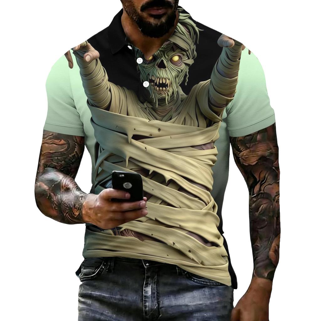 Unisex Loose Fit Short Sleeve Halloween Printed T-Shirt