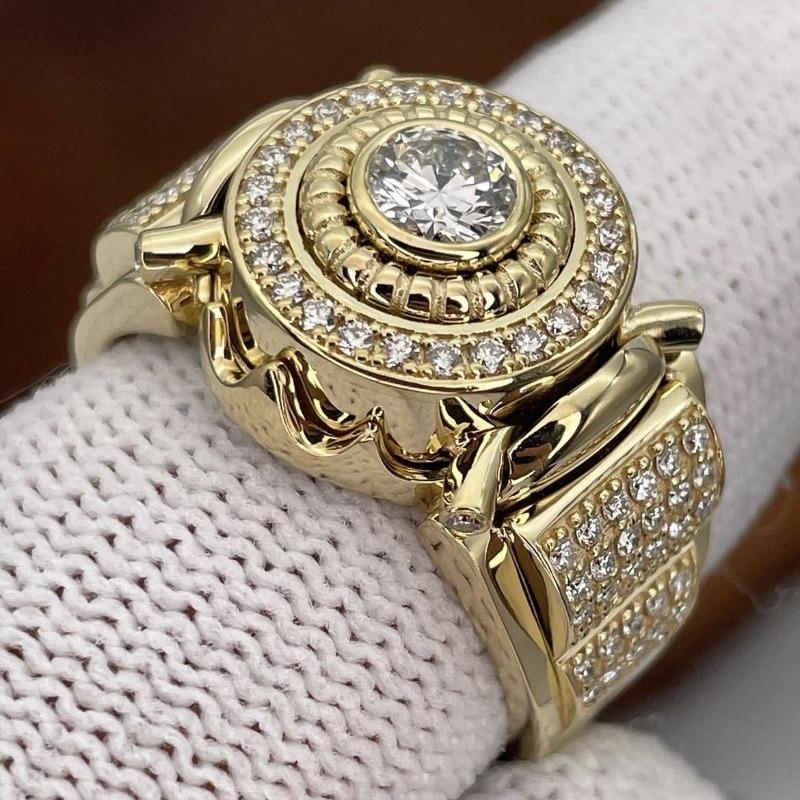 Mary Inlaid white zircon ring, European and American luxury men's engagement wedding