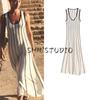 Summer New Women Clothes Round Neck Sleeveless A- Line Decorative Layer Hem Mid-Length Knitted Dress 8779637