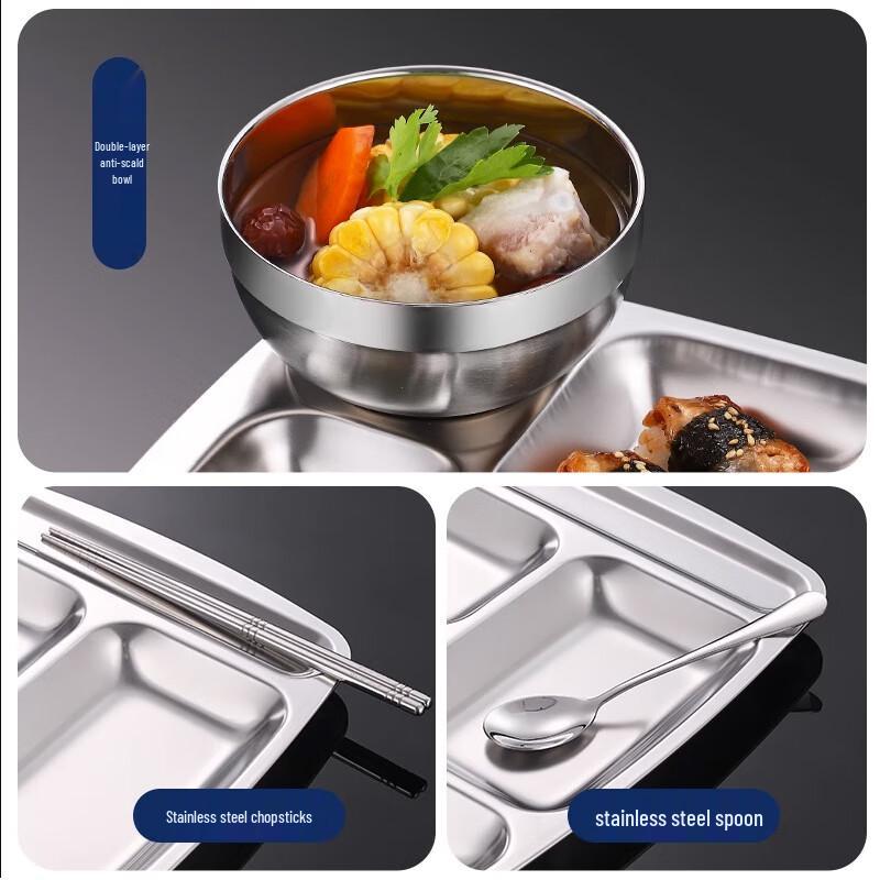 304 Stainless Steel 5-Compartment Divided Dinner Plate