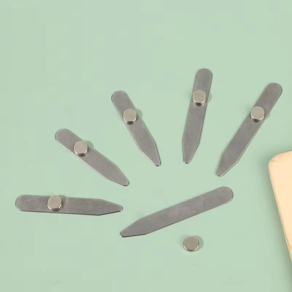 6 szt. Nowe Stalowe Usztywniacze Kołnierzyka Magnetyczne z Pudełkiem Wsparcie Kołnierzyka Płytka Wsparcia Kołnierzyka dla Mężczyzn Biznesowych